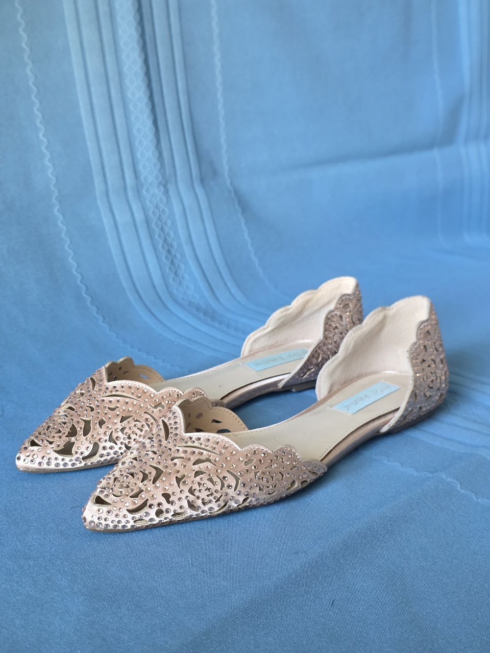 Betsey Johnson Blue SB-Lucy Embellished d'Orsay Flats - Blush Rose Gold 7.5